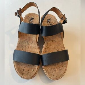 Kork-Ease Black Sandal Wedges